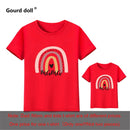 1pc Fashion  Mama and Mini Rainbow print Family Matching T-shirt Short Sleeve Family Look T-shirts Mother and Daughter Clothes