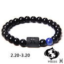 12 Constellation Zodiac Signs Beads Couples Bracelet Natural Black Onyx Stone Elastic Charm Bracelet for Women Men Birthday Gift