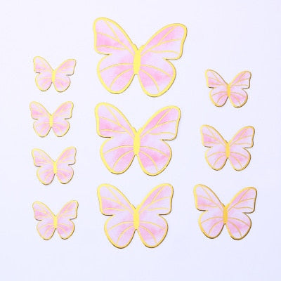 10pcs Happy Birthday Cake Toppers Cake Decoration Handmade Painted Butterfly Cake Topper For Wedding Birthday Party Baby Shower