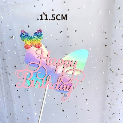 10pcs Happy Birthday Cake Toppers Cake Decoration Handmade Painted Butterfly Cake Topper For Wedding Birthday Party Baby Shower