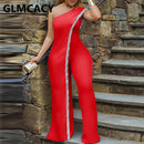 Women Irregular One Shoulder Jumpsuit Solid Sequined Detail Party Club Overalls Jumpsuits