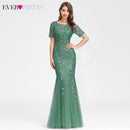 Burgundy Evening Dresses For Women Party Ever Pretty EP07886 Elegant V-Neck Mermaid Sequin Wedding Formal Gown Abendkleider 2021