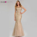 Burgundy Evening Dresses For Women Party Ever Pretty EP07886 Elegant V-Neck Mermaid Sequin Wedding Formal Gown Abendkleider 2021