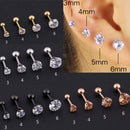 1 Uds. Pendientes médicos de acero inoxidable con circonita de cristal para mujeres/hombres, Piercing para cartílago del trago de 4 puntas, joyería