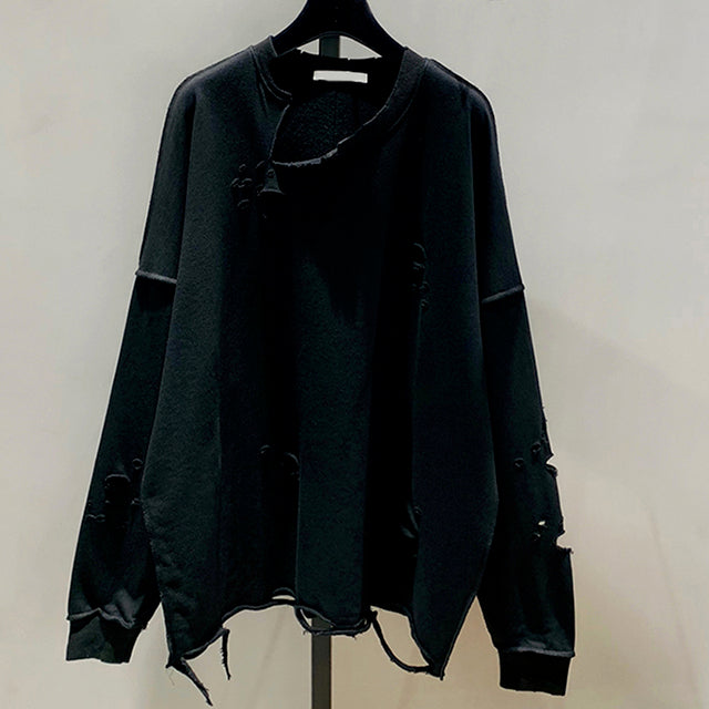 GALCAUR Übergroßes Sweatshirt für Frauen O-Ausschnitt Langarm Loch koreanische Pullover Designer Sweatshirts weiblich 2020 Modekleidung