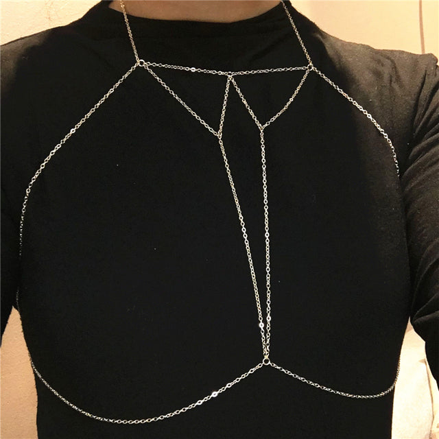 Mode Einfacher Körperschmuck Für Frauen Sommer Sexy Bikini Brust Kette Harness Kette Schmuck Charme Körper Halskette