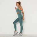 Nahtloses Frauen-Sport-Set für Fitnessstudio, Langarm-Oberteil, hohe Taille, Bauchkontrolle, Leggings, Kleidung, nahtloser Sportanzug, sexy Beute, Mädchen