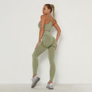 Nahtloses Frauen-Sport-Set für Fitnessstudio, Langarm-Oberteil, hohe Taille, Bauchkontrolle, Leggings, Kleidung, nahtloser Sportanzug, sexy Beute, Mädchen