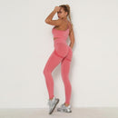 Nahtloses Frauen-Sport-Set für Fitnessstudio, Langarm-Oberteil, hohe Taille, Bauchkontrolle, Leggings, Kleidung, nahtloser Sportanzug, sexy Beute, Mädchen