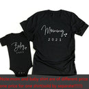 Funny Daddy and Baby 2021 Print Family Matching Clithing Balck Cotton Matching Family Look Outfits for Dad Son Daughter Tshirt