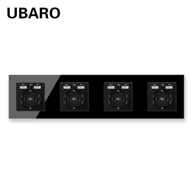 UBARO German Standard 16A Kristallglasscheibe Wandsteckdose Power Steckdose Stopkontakt Steckdose Home Outlet AC100-250V