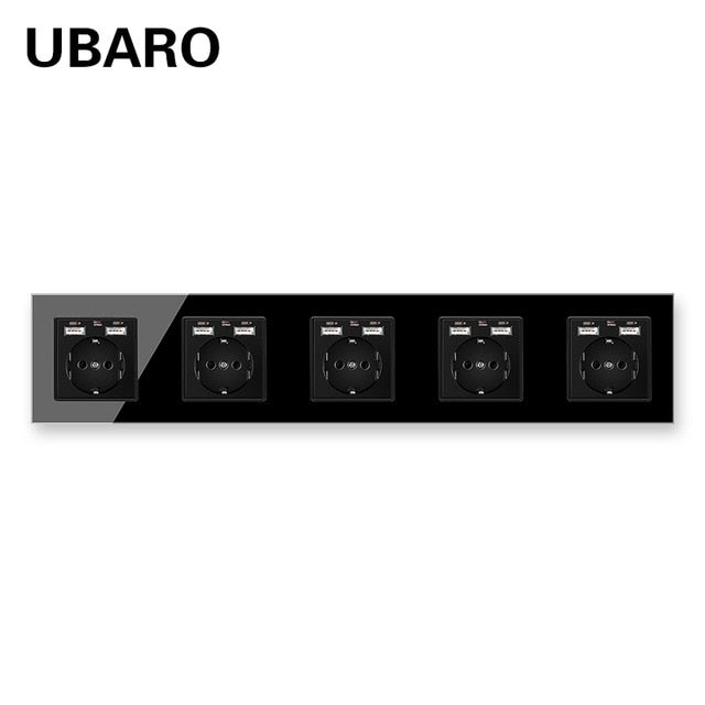 UBARO German Standard 16A Kristallglasscheibe Wandsteckdose Power Steckdose Stopkontakt Steckdose Home Outlet AC100-250V