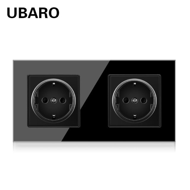 UBARO German Standard 16A Kristallglasscheibe Wandsteckdose Power Steckdose Stopkontakt Steckdose Home Outlet AC100-250V