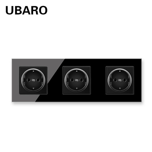 UBARO German Standard 16A Kristallglasscheibe Wandsteckdose Power Steckdose Stopkontakt Steckdose Home Outlet AC100-250V