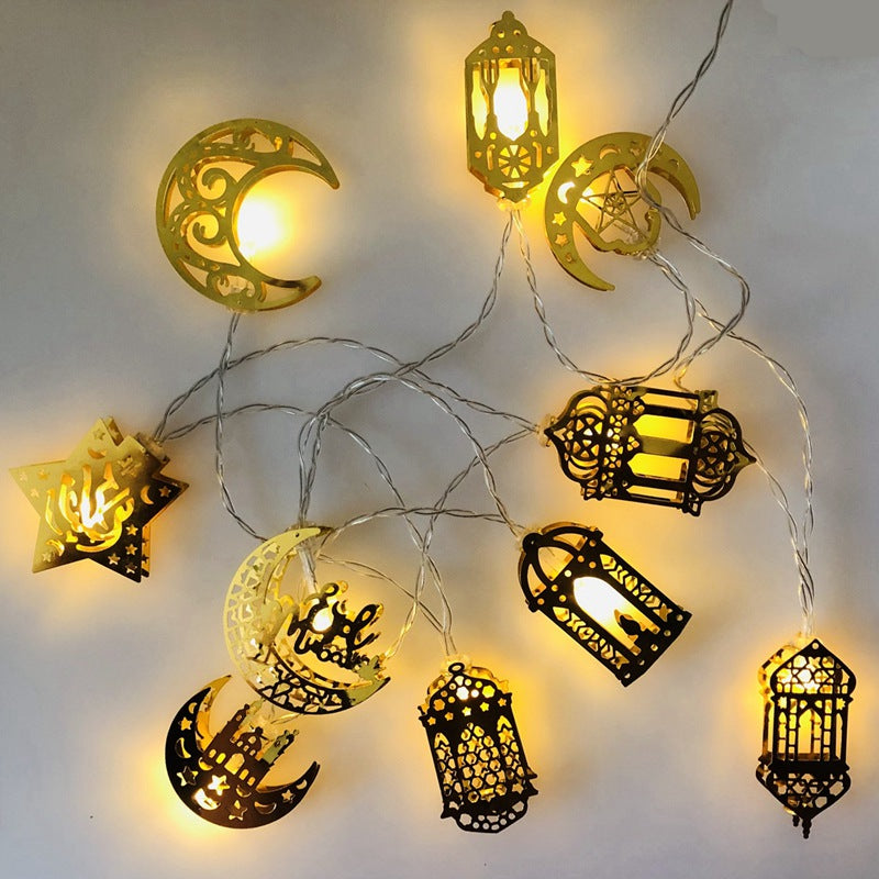 Ramadan-Dekorationen Mond-Stern-LED-Lichterketten EID Mubarak-Dekor für Zuhause, Islam, muslimisches Event, Partyzubehör, Eid al-Fitr-Dekor