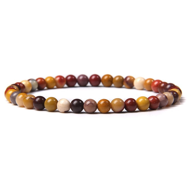 Pulsera de energía de cuentas de Chakra de 4mm, pulsera elástica de piedra de ónix de ágatas redondas naturales, brazaletes para mujeres y hombres, joyería de Yoga hecha a mano