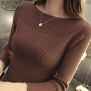 2021 Frühling Casual Langarm Herbst Strickpullover Frauen Pullover Pullover Korean Style Winter Schlank Weiß Pull Strickwaren 7571