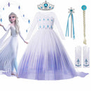 Disfraz de Frozen 2 de Disney para niñas, vestido de princesa Elsa, vestido blanco de malla con lentejuelas, vestido de baile para niños, Reina de la nieve, Cosplay, ropa de Carnaval