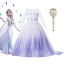 Disfraz de Frozen 2 de Disney para niñas, vestido de princesa Elsa, vestido blanco de malla con lentejuelas, vestido de baile para niños, Reina de la nieve, Cosplay, ropa de Carnaval