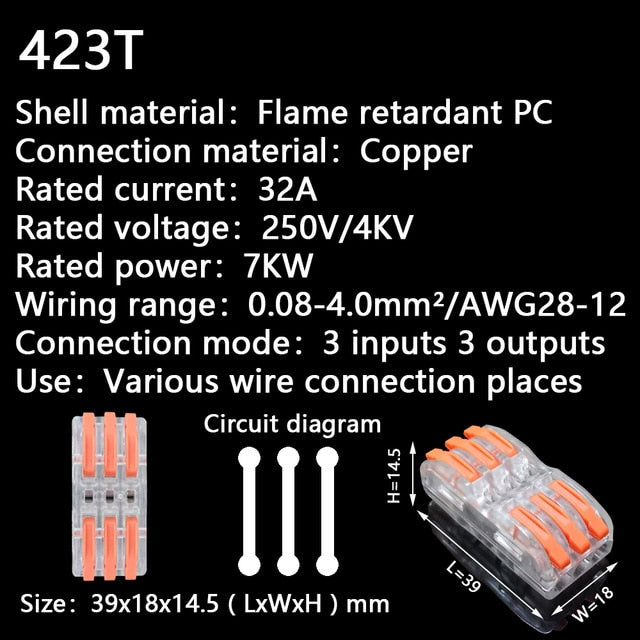 Mini conectores de Cable de alambre rápido conector de cableado de empalme de resorte de Conductor compacto Universal bloque de terminales de inserción 422 SPL-2/3