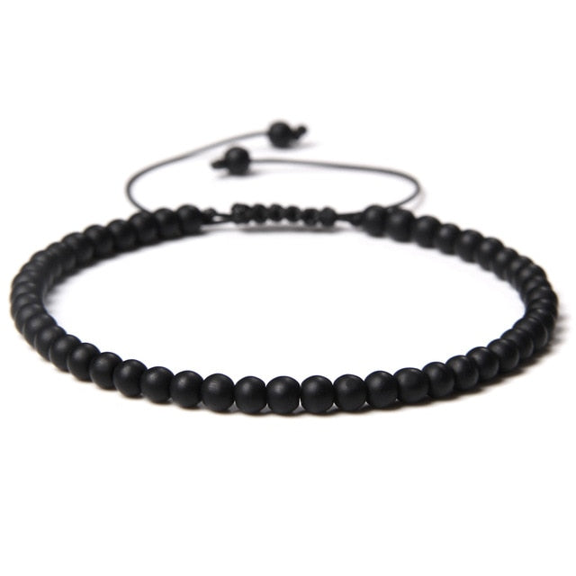 Pulsera ajustable de cuentas de piedra de 4MM para mujer, pulsera tejida de ágata natural Jaspers Onyx Lapis Lazuli para regalo de Año Nuevo, joyería