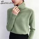 SURMIITRO Kaschmir Strickpullover Frauen 2021 Herbst Winter Korean Rollkragen Langarm Pullover Weibliche Pullover Grün Strickwaren
