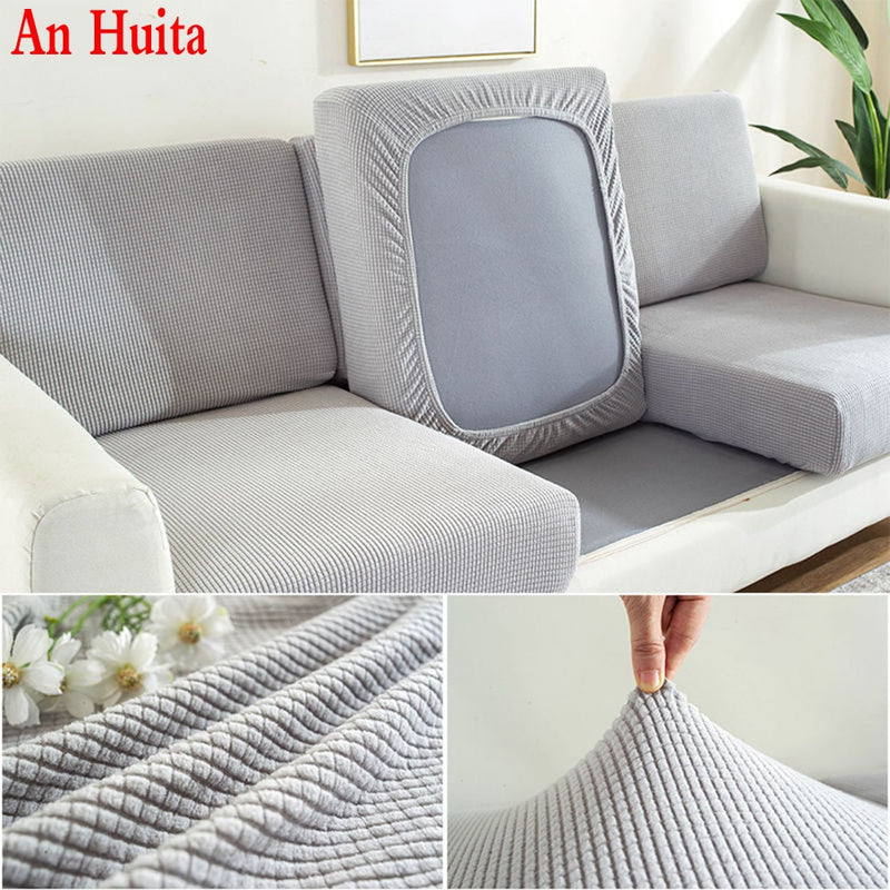 Furniture protective cover jacquard thickened sofa cushion cover corner sofa cushion cover elastic solid color sofa cover