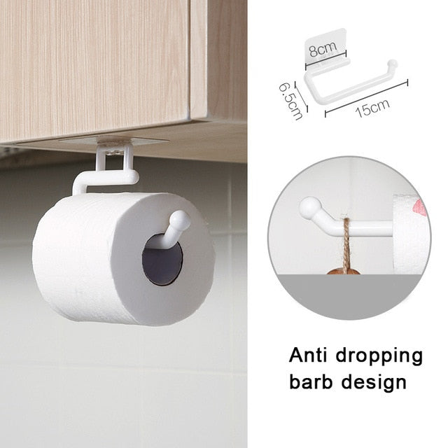 Kitchen Paper Roll Holder Towel Hanger Rack Bar Cabinet Rag Hanging Holder Shelf Toilet Paper Holders