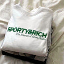 Calelinka American Vintage Sporty&Rich Letters Print White Cool Women Pullover Round Neck Cotton Loose Sprot Lover Sweatshirt