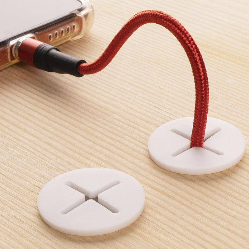 Desk Cord Grommet, Flexible Silicone Cable Hole Cover, Wire Organizer, Round Gasket White