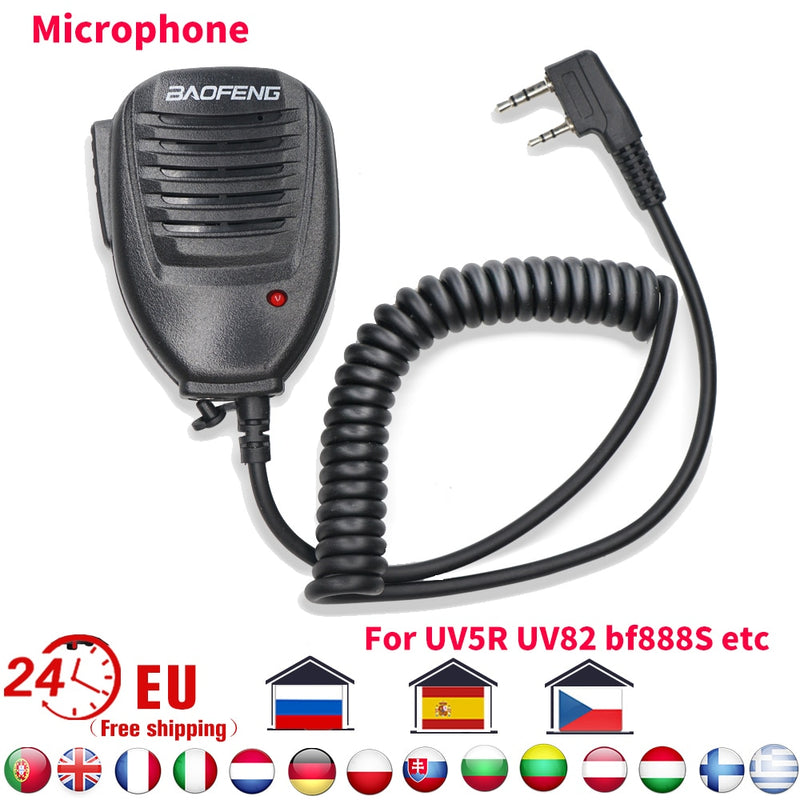 100% Baofeng Walkie Talkie Hand Microphone Radio Speaker Mic PTT For Walkie Talkie BF-888S UV-82 UV-5R UV-5RPro H9 H7 Ham Radio