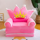 115CM Baby Kid Sofa Fashion Cartoon Crown Seat Child Chair Toddler Child Cover for Sofa Folding with Filling Material Mini Sofa