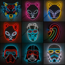 Glowing Neon EL Party Mask Halloween LED Mask Scary Cosplay Party Mask Light Up Masque Masquerad Mask Glow In The Dark