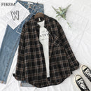 Plaid Shirts Damen Blusen und Tops Langarm Damen Casual Print Shirts Lose Baumwolle Kariert Lady Outwear Spring News