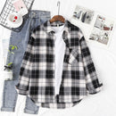 Plaid Shirts Damen Blusen und Tops Langarm Damen Casual Print Shirts Lose Baumwolle Kariert Lady Outwear Spring News