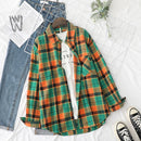 Plaid Shirts Damen Blusen und Tops Langarm Damen Casual Print Shirts Lose Baumwolle Kariert Lady Outwear Spring News