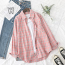 Plaid Shirts Damen Blusen und Tops Langarm Damen Casual Print Shirts Lose Baumwolle Kariert Lady Outwear Spring News