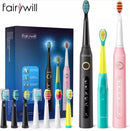Fairywill Electric Sonic Toothbrush FW-507 USB Charge Rechargeable Adult Waterproof Electronic Tooth 8 Brushes Replacement Heads