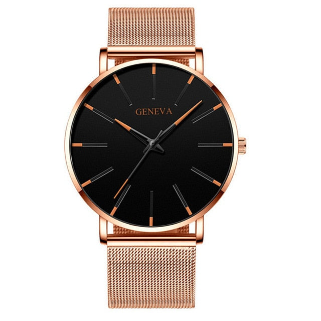 2021 relojes minimalistas ultrafinos de moda para hombres, reloj de cuarzo con correa de malla de acero inoxidable de negocios para hombres simples, reloj masculino