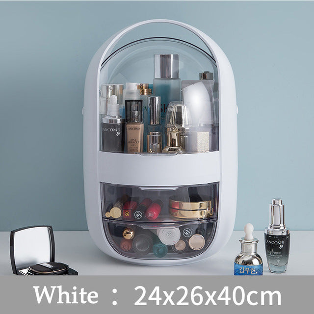 Caja de almacenamiento de cosméticos de gran capacidad a la moda, impermeable, a prueba de polvo, para baño, organizador de maquillaje de belleza, cajón de almacenamiento para el cuidado de la piel