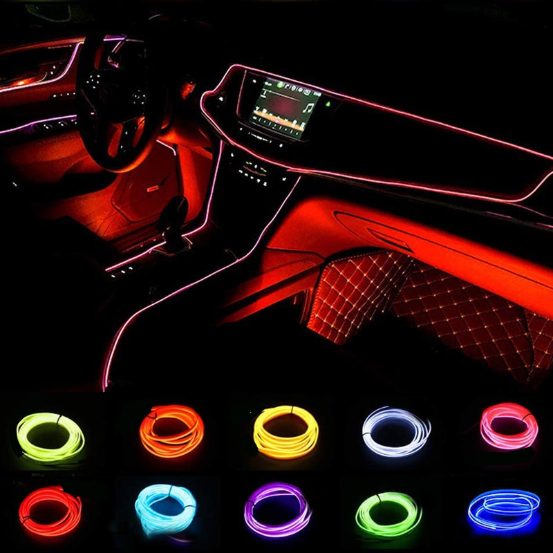 EL alambre Interior del coche atmósfera ambiente tubo de luz LED tira Flexible lámpara de neón brillo cadena de luz para la decoración del coche estilo de coche