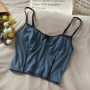 Camis para mujer camisola nueva Sexy mujer Crop Tops encaje espalda descubierta camiseta sin mangas mujer lindo chaleco elegante francés Chic ropa