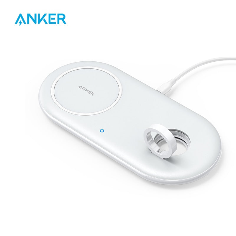 Anker Wireless Charging Station, 2 in 1 PowerWave+ Pad mit Halterung für Apple Watch 5/4/3/2, Wireless Charger für iPhone 11, Pro,