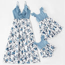 Irregular Mother Daughter Macthing Dresses Family Set Flower Mom Mum Baby Mommy and Me Clothes Fashion Women Girls Cotton Dress