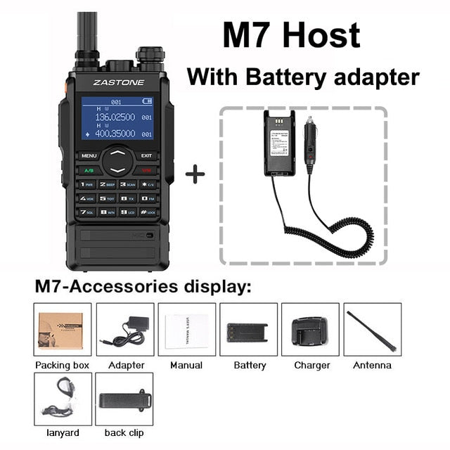 Zastone M7 Dualband 5 W Walkie Talkie 136-174 400-480 MHz 250 Kanäle 2600 mAh Akku HF-Transceiver Amateurfunk