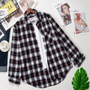 2021 Plaid Shirts Women Top And Blouses Long Sleeve Oversized Cotton Ladies Casual Blusas One Pocket Loose Female Checked Shirt