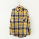 2021 Plaid Shirts Women Top And Blouses Long Sleeve Oversized Cotton Ladies Casual Blusas One Pocket Loose Female Checked Shirt