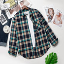 2021 Plaid Shirts Women Top And Blouses Long Sleeve Oversized Cotton Ladies Casual Blusas One Pocket Loose Female Checked Shirt