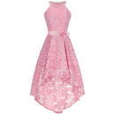 2020 wedding party dress prom gown fashion clothing Front short long back dark blue halter Bow Bridesmaid Dresses