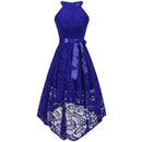 2020 wedding party dress prom gown fashion clothing Front short long back dark blue halter Bow Bridesmaid Dresses